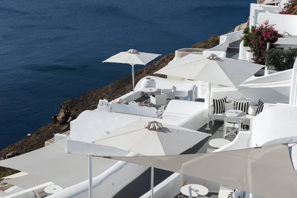 Terraços Brancos Cidade Oia Com Vista Para Mar Santorini — Fotografia de Stock