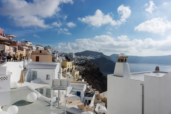 Hermosa Vista Sobre Ciudad Oia Isla Santorini —  Fotos de Stock