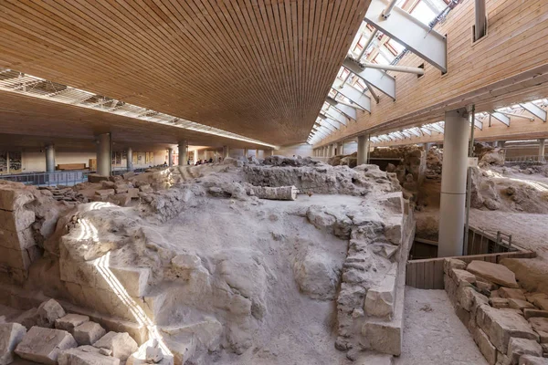 Akrotiri Archaeological Site Museum Excavation Fira Santorini Island Greece — Stock Photo, Image