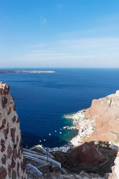 Weg Naar Haven Van Baai Van Amoudi Santorini Eiland Cycladen — Stockfoto