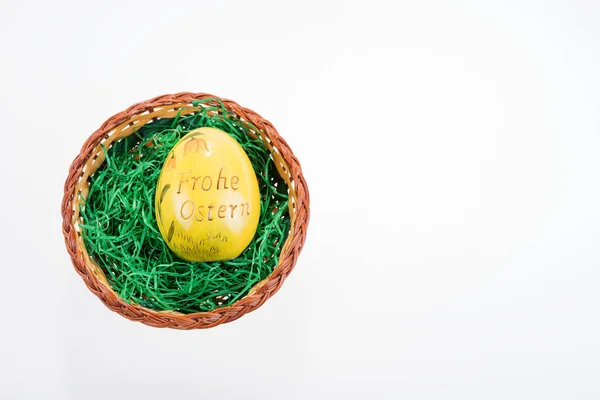 Grande Uovo Giallo Con Iscrizione Buona Pasqua Tedesco — Foto Stock
