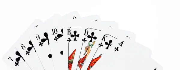 Összes Kereszt Skat Kártyák Hét Ász Skat Egy Német Kártyajáték — Stock Fotó
