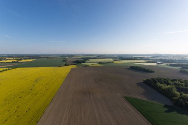Saxony, Almanya için sabah alanlarının havadan görünümü