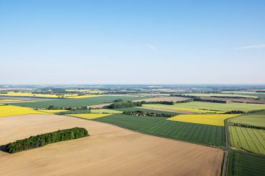Aerial view of fields in the morning in Saxony, Germany clipart