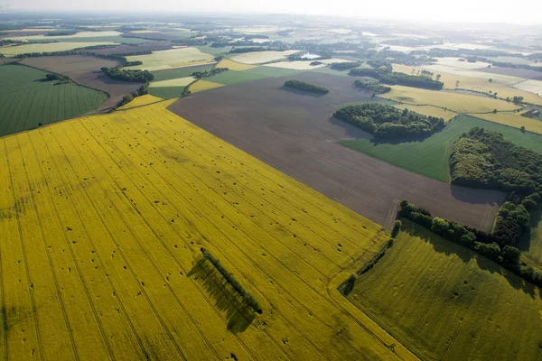 Vista Aérea Dos Campos Pela Manhã Saxônia Alemanha — Fotografia de Stock