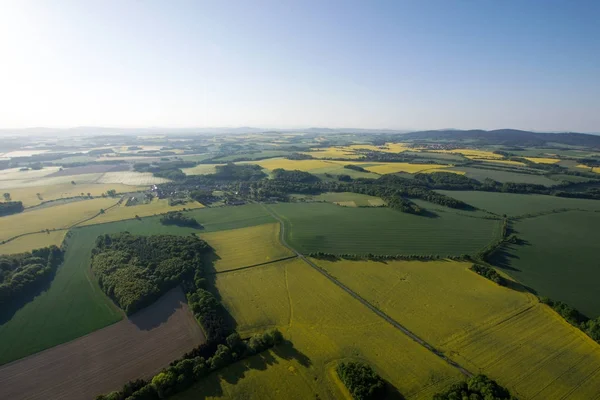 Saxony Almanya Için Sabah Alanlarının Havadan Görünümü — Stok fotoğraf