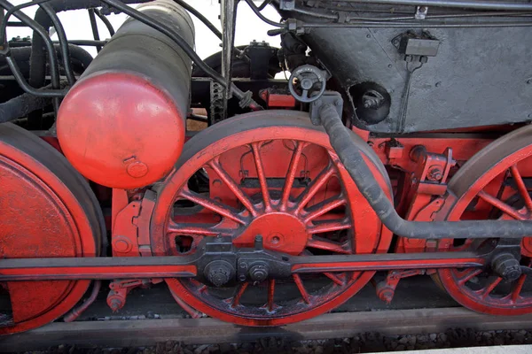 Steam Locomotive Detail Met Krukken Wielen — Stockfoto
