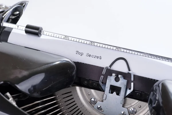Oude Retro Typemachine Met Geschreven Tekst Top Secret — Stockfoto