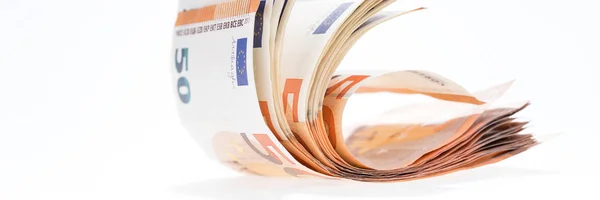 Veel Eurobankbiljetten Geïsoleerd Wit — Stockfoto