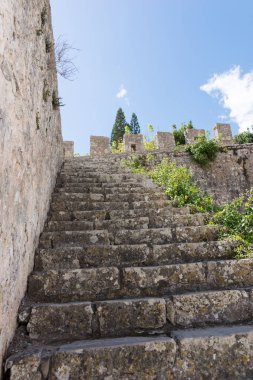 Parka eski taş merdiven çıkıyor