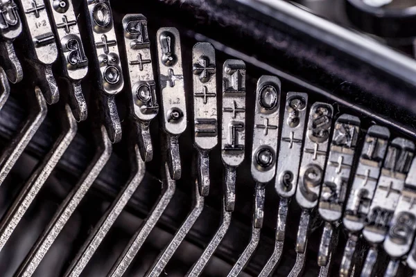 Cyfry Litery Stara Maszyna Pisania Maszyna Strzał Makro — Zdjęcie stockowe