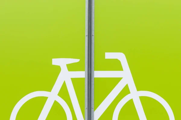 Detail Van Moderne Fiets Parkeren Gebied Groene Kleur — Stockfoto
