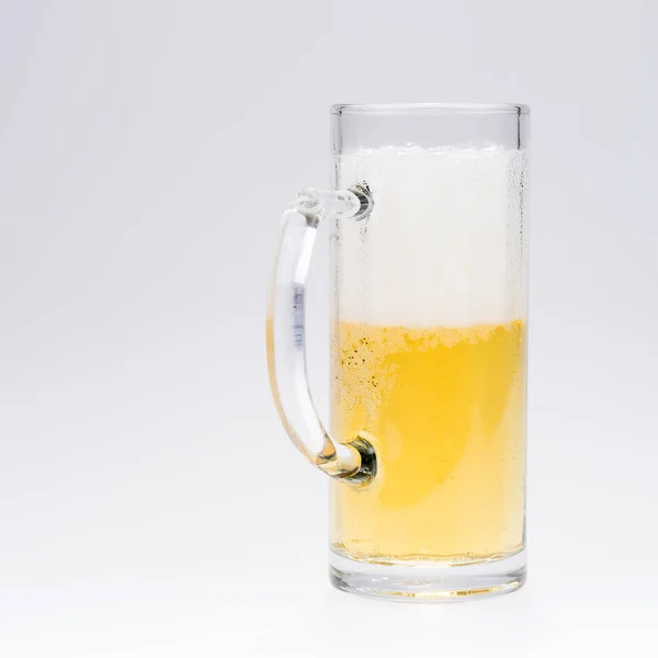 Big Glass Beer Isolated Light Background — Stock Photo, Image