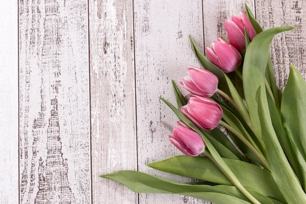 Stelletje Tulpen Houten Achtergrond Tulpen Bloem Achtergrond — Stockfoto