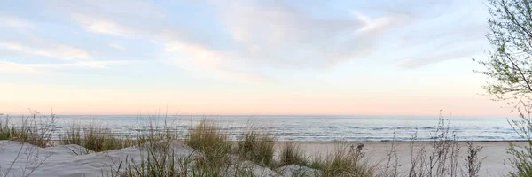 Песчаные Дюны Трава Мягком Вечернем Свете Заката Балтийское Море Германии — стоковое фото