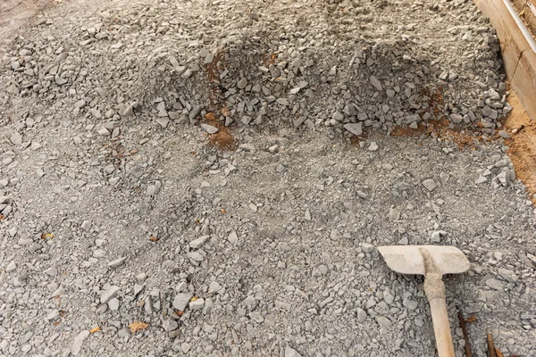 Yol Yapımında Yer Altı Için Gri Çakıl Taşları — Stok fotoğraf