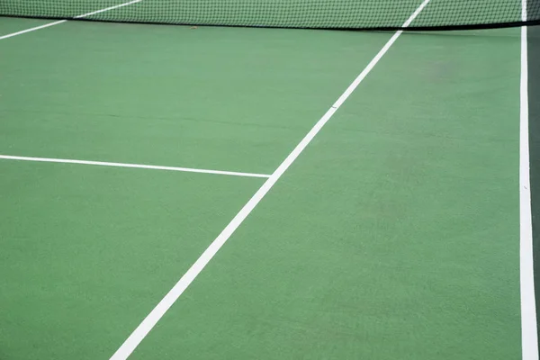 Yeşil Tenis Kortunun Manzarası Tenis Kortunun Yan Hattı — Stok fotoğraf