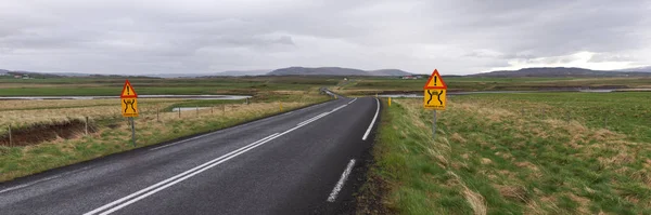 Long road number 1 of Iceland. Panoramic image