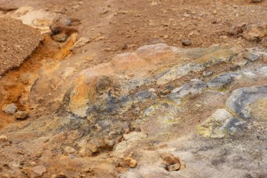 İzlanda 'nın Hver kentindeki jeotermal bölgeden. Zemin arkaplanı