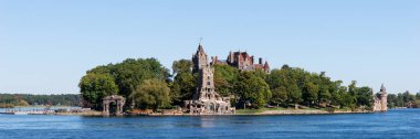 Panorama from the historic Boldt Castle in the 1000 Islands region of New York State on Heart Island in St. Lawrence River clipart
