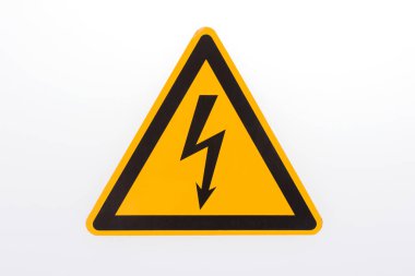 Uyarı işareti Yüksek voltaj sarı üçgen beyaz üzerinde izole