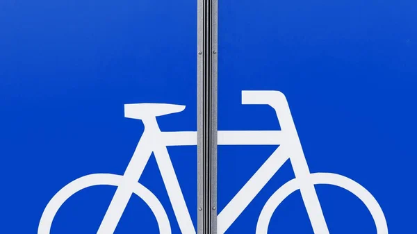 Detalhe Moderna Área Estacionamento Bicicletas Cor Azul — Fotografia de Stock