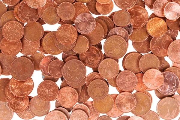 One Two Five Euro Cent Coins Background End Small Change — Stockfoto