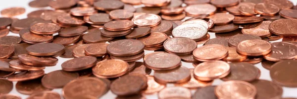 Imagem Panorâmica Fundo Das Moedas Dois Cinco Cêntimos Euro Fim — Fotografia de Stock