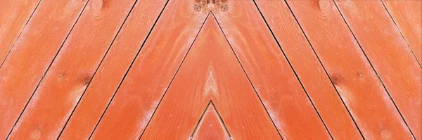 Grote Panoramische Bruine Houttextuur Afdalende Houten Panelen Achtergrond — Stockfoto