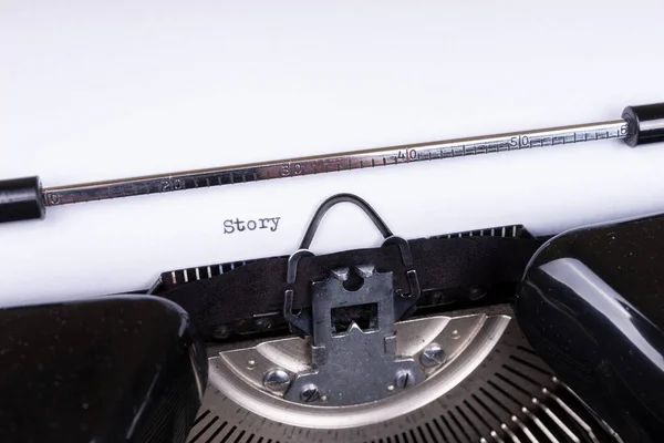Verhaal Geschreven Een Oude Zwarte Schrijfmachine — Stockfoto