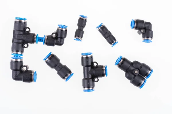 Vele Soorten Plastic Snelkoppeling Fittingen Apparatuur Connector Voor Lucht Stockfoto