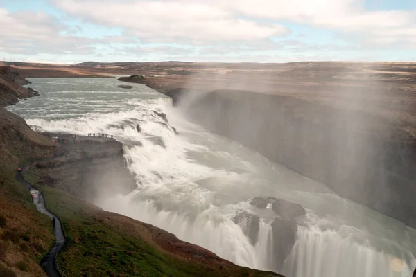 Langzeitbelichtung Des Gullfoss Wasserfalls Island Europa — Stockfoto