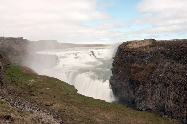 Langzeitbelichtung Des Gullfoss Wasserfalls Island Europa — Stockfoto