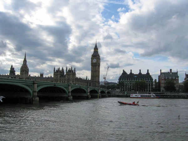 Big Ben Parlamento Londres Dia Nublado — Fotografia de Stock