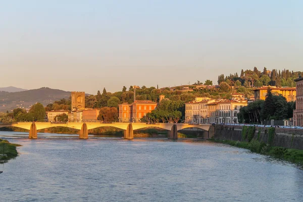 Most Ponte Alle Grazie Zachodzie Słońca Florencja Włochy — Zdjęcie stockowe