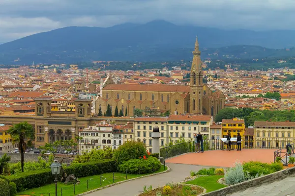 Widok Lotu Ptaka Florencja Włochy Piękne Stare Miasto Pełne Historycznych — Zdjęcie stockowe