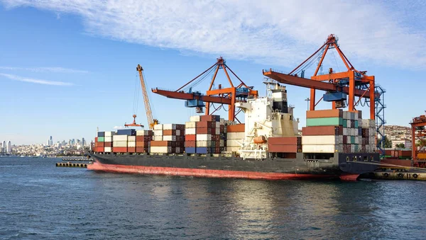 Nave Container Carica Merci Esportare Nel Porto Haydarpasa — Foto Stock