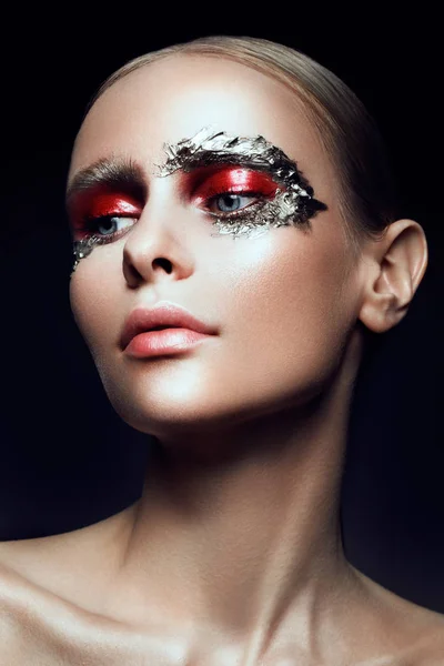 Moda arte maquillaje mujer cara —  Fotos de Stock
