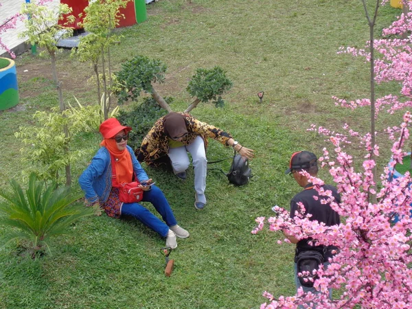 Kediri Ostjava Indonesien Desember 2019 Der Besucher Trägt Koreanische Tracht — Stockfoto