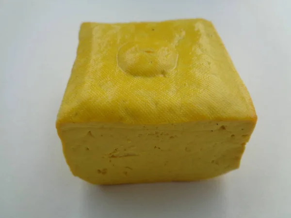 Sluit Gele Tofu Gele Tofu Tahu Kuning Tahu Takwa Een — Stockfoto