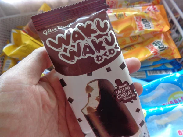 Kediri Indonesia Januari 2020 Waku Waku Glico Wings Ice Cream — стокове фото