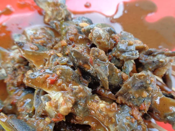 Sate Siput Sate Bekicot Piring Merah — Stok Foto