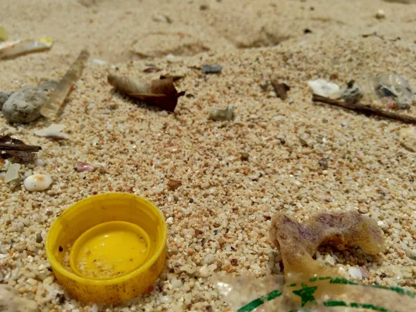 Müll Strand Make Sieht Schmutzig Und Unordentlich Aus Müll Strand — Stockfoto