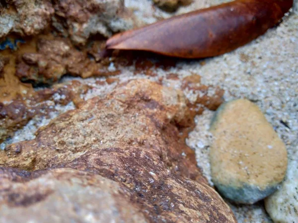 Пісок Вода Скеля Природний Фон — стокове фото