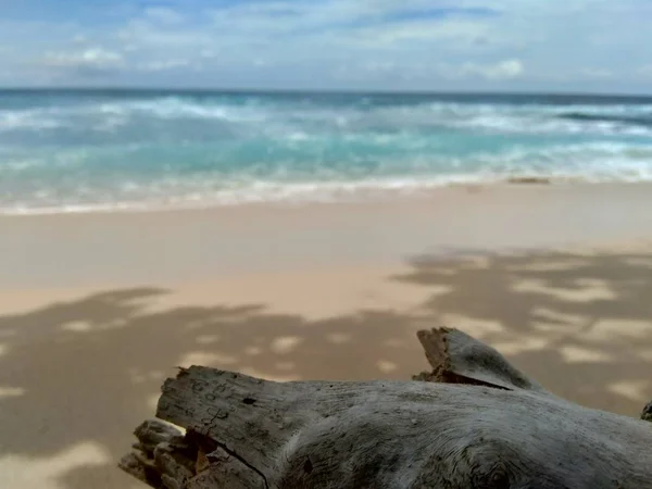 Madera Playa Con Hermosos Paisajes Bueno Para Antecedentes Citas — Foto de Stock