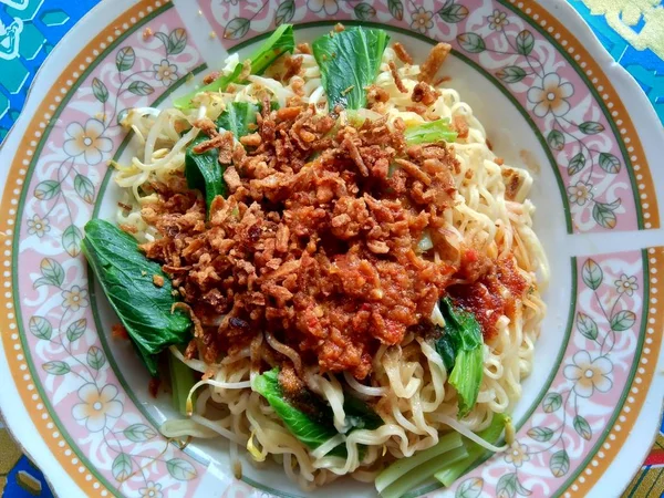 Mie Goreng Mie Goreng Dengan Sayuran Masakan Indonesia Makanan Jalanan — Stok Foto