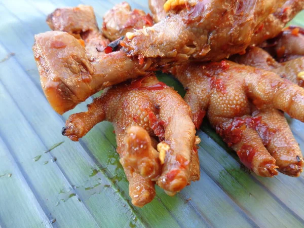 Kaki Ayam Panggang Pedas Ceker Ayam Bakar Pedas Yang Pedas — Stok Foto