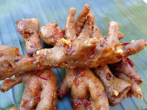 Kaki Ayam Panggang Pedas Ceker Ayam Bakar Pedas Yang Pedas — Stok Foto
