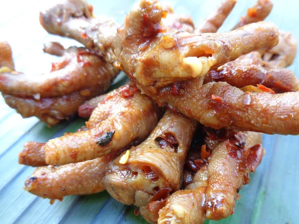 Kaki Ayam Panggang Pedas Ceker Ayam Bakar Pedas Yang Pedas — Stok Foto