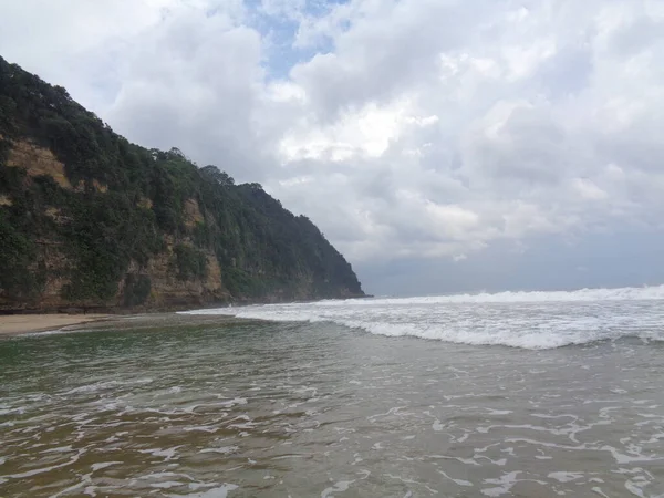 Prachtig Strand Met Natuur Achtergrond Goede Plek Een Vakantie Door — Stockfoto